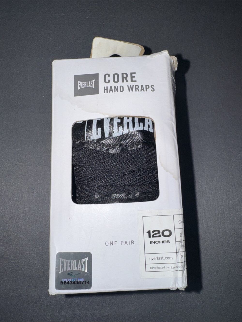 Everlast Boxing & MMA Hand Wraps 1 Pair 120 inches Black New Opened Box